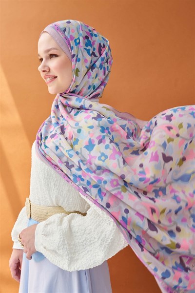 Riva Şal Tencel Botanical Floral Pudra