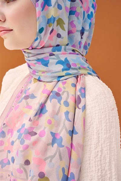 Riva Şal Tencel Botanical Floral Pudra