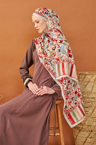Riva Şal Tencel Botanical Floral Taş