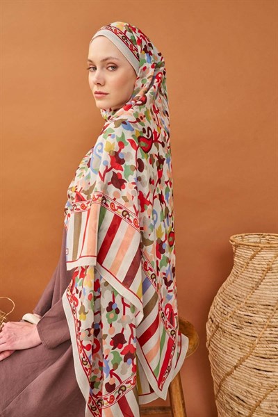 Riva Şal Tencel Botanical Floral Taş