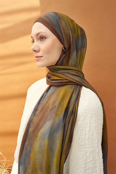 Riva Şal Tencel Cloud Zeytin Yeşili