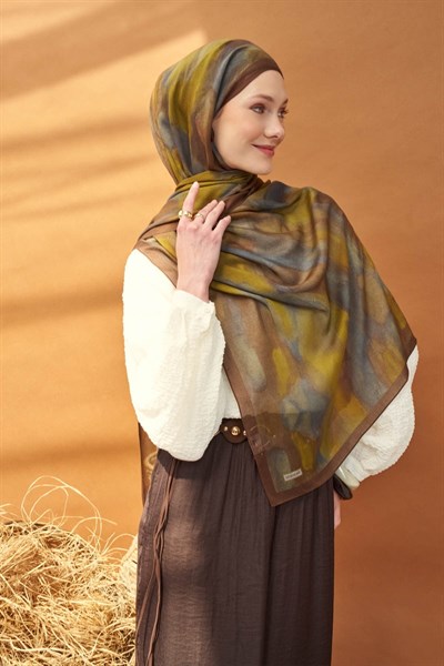 Riva Şal Tencel Cloud Zeytin Yeşili