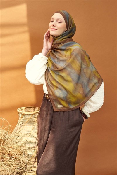 Riva Şal Tencel Cloud Zeytin Yeşili