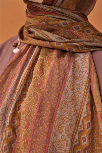 Riva Şal Tencel Ethnic Way Çikolata Kahve