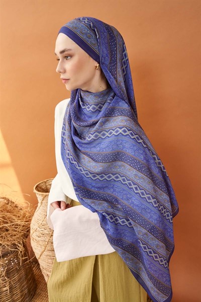 Riva Şal Tencel Ethnic Way Gece Mavisi