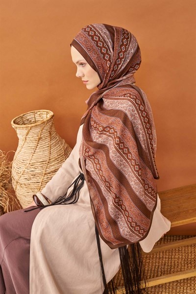 Riva Şal Tencel Ethnic Way Kahverengi