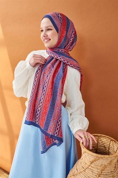 Riva Şal Tencel Ethnic Way Koyu Mavi