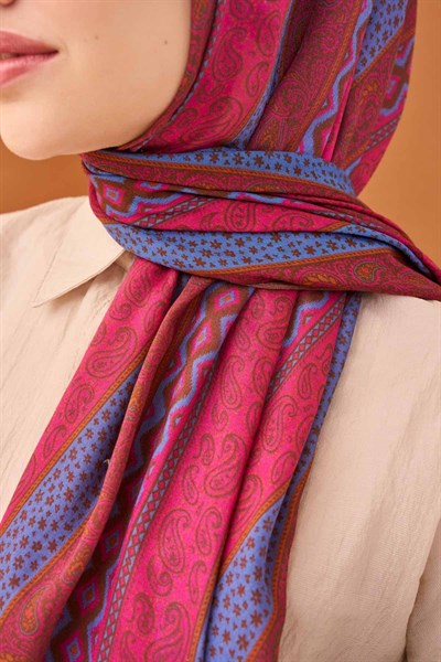 Riva Şal Tencel Ethnic Way Koyu Pembe