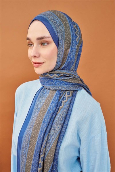 Riva Şal Tencel Ethnic Way Mavi