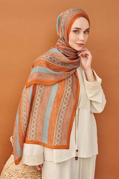 Riva Şal Tencel Ethnic Way Turuncu