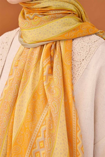 Riva Şal Tencel Ethnic Way Turuncu