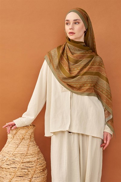 Riva Şal Tencel Ethnic Way Yeşil