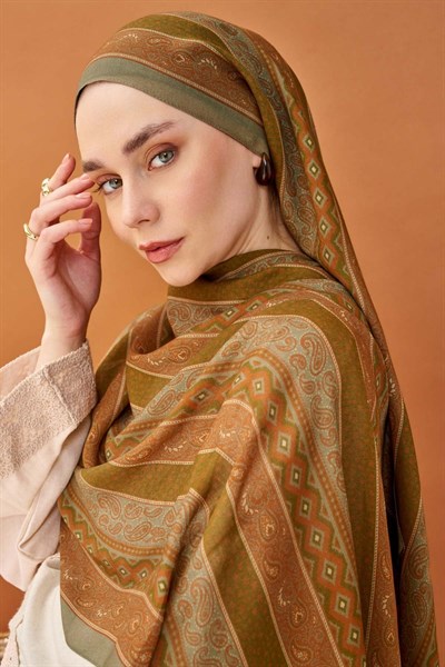 Riva Şal Tencel Ethnic Way Yeşil
