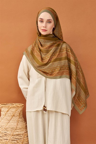 Riva Şal Tencel Ethnic Way Yeşil
