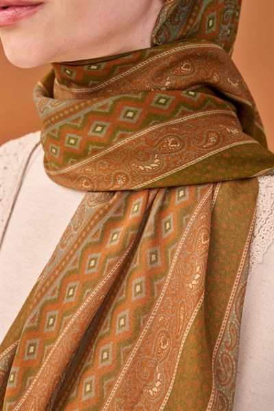 Riva Şal Tencel Ethnic Way Yeşil