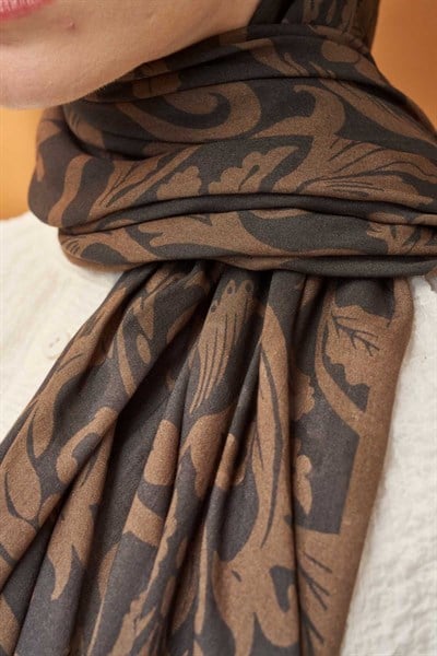 Riva Şal Tencel Floral Antrasit
