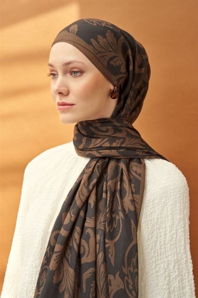 Riva Şal Tencel Floral Antrasit