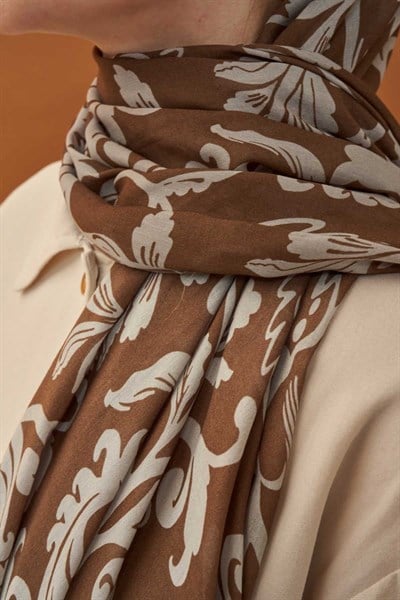 Riva Şal Tencel Floral Çikolata Kahve