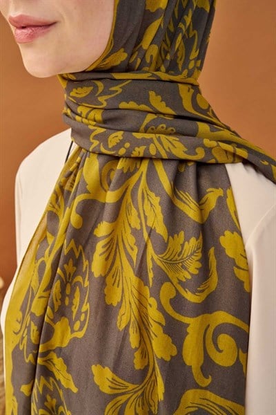 Riva Şal Tencel Floral Füme
