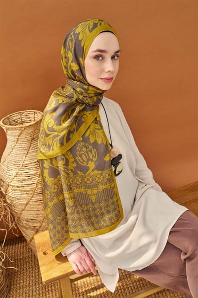Riva Şal Tencel Floral Füme
