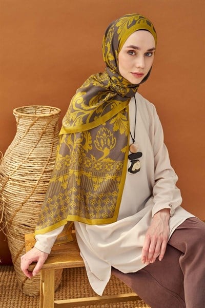Riva Şal Tencel Floral Füme