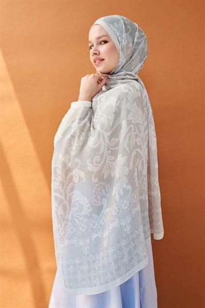 Riva Şal Tencel Floral Gümüş