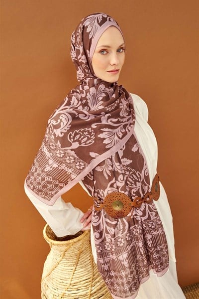 Riva Şal Tencel Floral Kahverengi