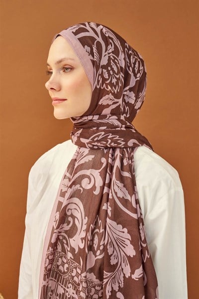 Riva Şal Tencel Floral Kahverengi