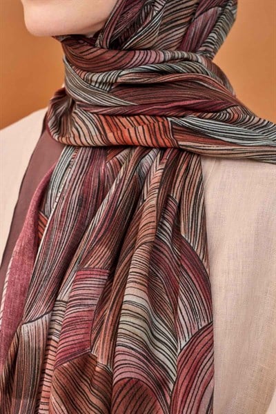 Riva Şal Tencel Flow Bordo