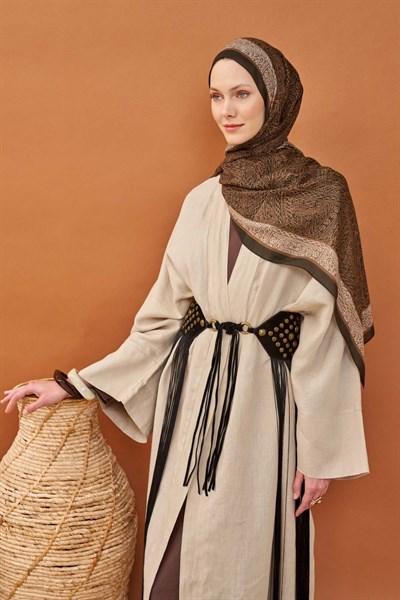 Riva Şal Tencel Güpür Desen Acı  Kahve