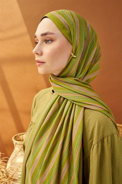 Riva Şal Tencel Line Fıstık Yeşili