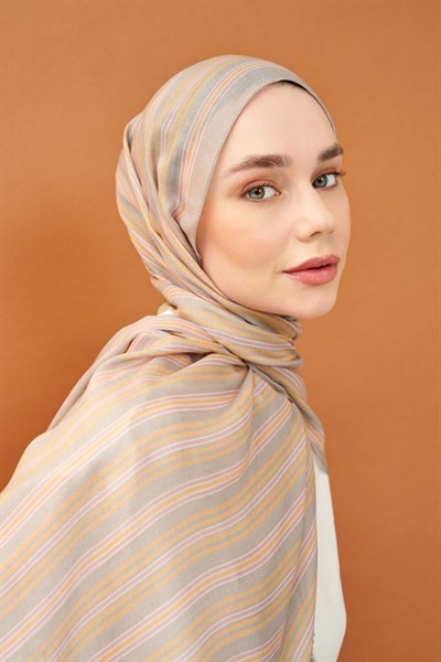 Riva Şal Tencel Line Gri