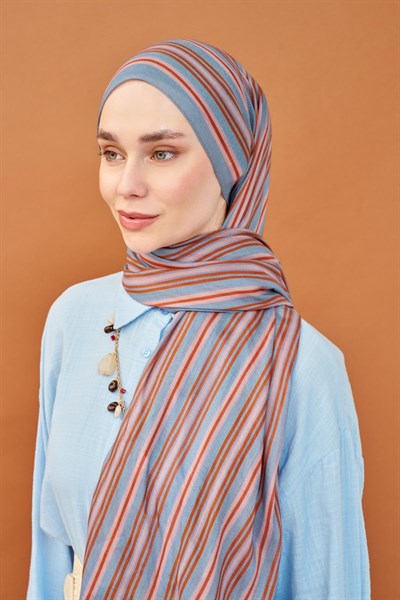 Riva Şal Tencel Line İndigo