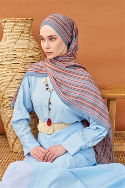 Riva Şal Tencel Line İndigo