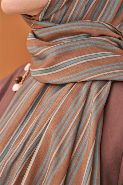 Riva Şal Tencel Line Kahverengi