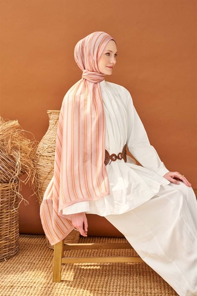 Riva Şal Tencel Line Tozpembe