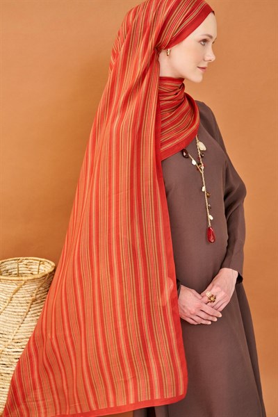 Riva Şal Tencel Line Turuncu