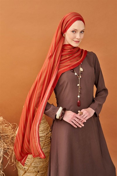 Riva Şal Tencel Line Turuncu