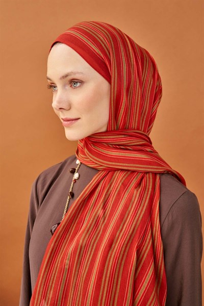 Riva Şal Tencel Line Turuncu