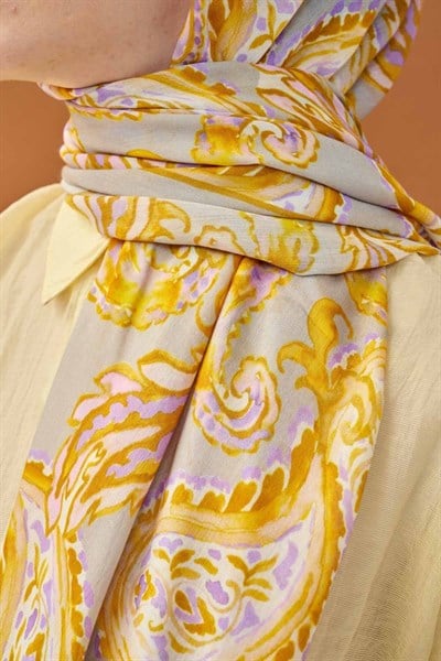 Riva Şal Tencel Paisley Gri