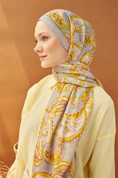 Riva Şal Tencel Paisley Gri