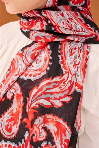Riva Şal Tencel Paisley Siyah