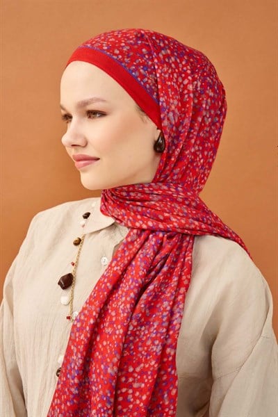 Riva Şal Tencel Secret Garden Bayrak Kırmızısı