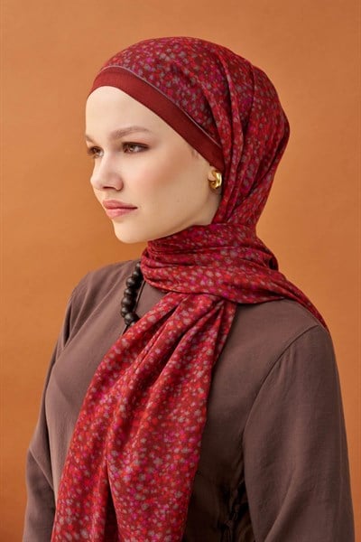 Riva Şal Tencel Secret Garden Bordo