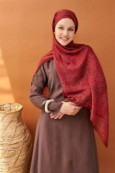 Riva Şal Tencel Secret Garden Bordo