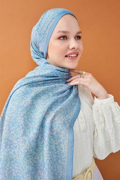 Riva Şal Tencel Secret Garden Gök Mavisi