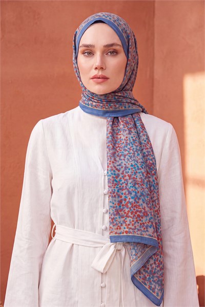 Riva Şal Tencel Secret Garden İndigo