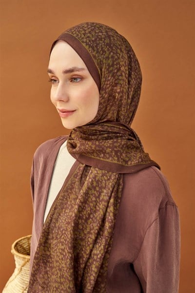 Riva Şal Tencel Secret Garden Kahverengi