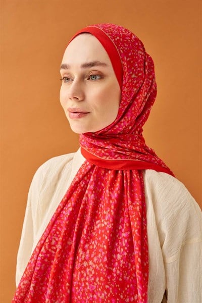 Riva Şal Tencel Secret Garden Kırmızı
