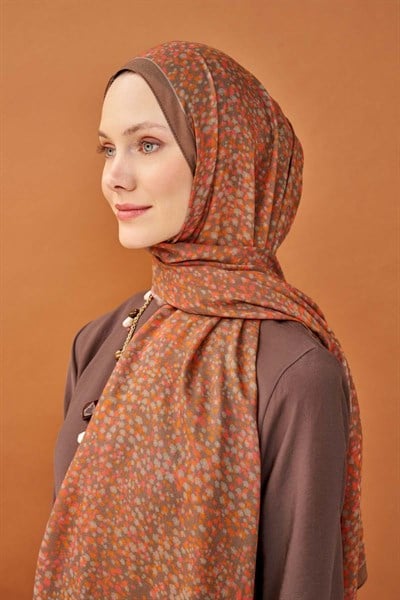 Riva Şal Tencel Secret Garden Koyu Vizon